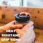 SoleCup. - Reusable Strengthened Glass Travel Cup - Spill Proof Insulated Coffee Mug - 12oz/340ml BPA-Free Hot Drink Travel Mug with Lid & Cork Band (Black)