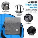KBC United Luggage Cup Holder Travel Bag - Suitcase Drink Caddy With Cover - Freehand Airplane Drink Carrier Attachment With Cover - Travelers Coffee Gadgets Essentials (Grey)