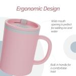 Copco Iconic 16oz Double Wall Insulated Desk Mug with Lid and Handle, Set of 2, BPA-Free Reusable Plastic, Spill-Proof, Microwave & Dishwasher Safe, Wide Mouth, Cup Holder Friendly (Light Blue/Pink)