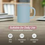 Copco Iconic 16oz Double Wall Insulated Desk Mug with Lid and Handle, Set of 2, BPA-Free Reusable Plastic, Spill-Proof, Microwave & Dishwasher Safe, Wide Mouth, Cup Holder Friendly (Light Blue/Pink)