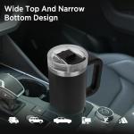 Tyeso 40 oz Tumbler with Handle, Straw and Lid - Leak Resistant Insulated Stainless Steel Water Bottle, Car Cup Holder Friendly Travel Coffee Mug Black - Gifts for Men & Women