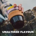 SoleCup. - Reusable Strengthened Glass Travel Cup - Spill Proof Insulated Coffee Mug - 12oz/340ml BPA-Free Hot Drink Travel Mug with Lid & Cork Band (Black)