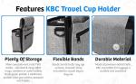 KBC United Luggage Cup Holder Travel Bag - Suitcase Drink Caddy With Cover - Freehand Airplane Drink Carrier Attachment With Cover - Travelers Coffee Gadgets Essentials (Grey)