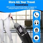 KBC United Luggage Cup Holder Travel Bag - Suitcase Drink Caddy With Cover - Freehand Airplane Drink Carrier Attachment With Cover - Travelers Coffee Gadgets Essentials (Grey)