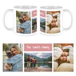 Personalized Photo Coffee Mug, Custom Picture Cup with Theme Designs, White Ceramic 11oz, 15 oz, and 20 oz - Colored Interior Options (Classic 3 Photo with Text)