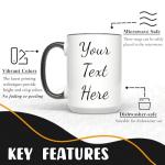 Giftbees Personalized Coffee Mug 15 Oz, Custom Picture Text or Logo Ceramic Mug, Customized Gift for Men & Women, Taza Personalizada with Photo and Words, Customizable Large Tea Cup | White - Black