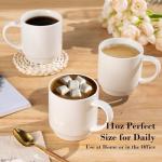 GBHOME 11OZ Stackable Coffee Mugs, Ceramic Coffee Mugs Set of 6 for Man,Woman,Dad,Mom, Porcelain Coffee Mugs for Latte/Cappuccino/Cocoa. Dishwasher&Microwave Safe, Off White