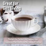 BTaT- White Tea Cups and Saucers Set of 12 (7 oz), Porcelain White Tea Cup Set of 12 with Golden Trim Design, Dishwasher Safe