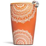 Tea Forte Chakra Double-Walled Ceramic Kati Cup with Removable Stainless Steel Infuser Basket and Lid, Steeps 12 oz Loose Leaf Tea, Lid and Cup Dishwasher & Microwave Safe