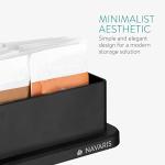 Navaris Small Coffee Station Organizer - Tea and Coffee Condiment Supplies Holder with Stacking Cup Storage - For Kitchen or Office Break Room - Black