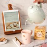 Pinky Up Annette Ceramic Tea Cup with Infuser and Lid, Travel Mug for Loose Leaf Teas, Home Office, Camping, Picnic Party, 12 oz, Set of 1, Honeycomb