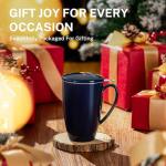 Sweese 15oz Ceramic Tea Cup with Infuser and Lid, Microwave and Dishwasher Safe, Extra-Fine Loose Leaf Tea Steeper, Comfortable Handle, Tea Set in Gift Box, Dark Blue
