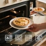 SparkWorks 3 Tiered Cake Stand, Tea Party Serving Platter, Dessert and Cupcake Stand, Metal Tiered Serving Stand Includes Three Premium White Stoneware Plates