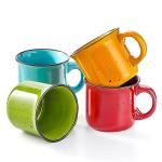 bestone Set of 4 Large Ceramic Mugs with Handles, 16 oz, Vibrant Colors, Microwave & Dishwasher Safe, Perfect for Coffee, Cereal, Latte, Salad, Noodles