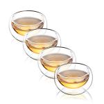 Set of 4 Double Wall Glass Tea Cups