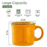 bestone Set of 4 Large Ceramic Mugs with Handles, 16 oz, Vibrant Colors, Microwave & Dishwasher Safe, Perfect for Coffee, Cereal, Latte, Salad, Noodles