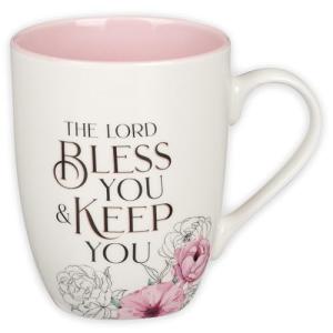 Christian Art Gifts Inspirational Ceramic Coffee & Tea Scripture Mug for Women: May the Lord Bless You Encouraging Bible Verse, Microwave & Dishwasher Safe Novelty Drinkware, White/Pink Floral, 12 oz.