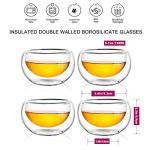 Set of 4 Double Wall Glass Tea Cups