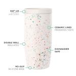 Simple Modern Travel Coffee Mug Tumbler with 360° Lid | Ceramic-Lined Insulated Stainless Steel Cold Brew Iced Coffee Cup Thermos | Gifts for Women Her Him | Voyager Signature | 16oz | Cream Terrazzo
