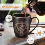 Christian Art Gifts Black Stoneware Coffee Mug with Gold Rim for Women and Men – 12 oz. Lead and Cadmium-free Coffee and Tea Mug with Inspirational Bible Verse: The Lord Is With Me - Jeremiah 20:11