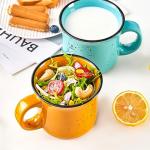 bestone Set of 4 Large Ceramic Mugs with Handles, 16 oz, Vibrant Colors, Microwave & Dishwasher Safe, Perfect for Coffee, Cereal, Latte, Salad, Noodles