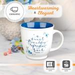 Christian Art Gifts Blue Floral Ceramic Coffee Mug – 14 oz. Microwave and Dishwasher-safe Inspirational Scripture Coffee and Tea Mug for Friends with Bible Verse: A Sweet Friendship – Proverbs 27:9