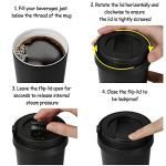 Funkrin Insulated Coffee Mug with Ceramic Coating, 16oz Iced Coffee Tumbler Cup with Flip Lid and Handle, Double Wall Vacuum Leak-Proof Travel Mug for Office School Party Camping