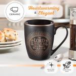 Christian Art Gifts Black Stoneware Coffee Mug with Gold Rim for Women and Men – 12 oz. Lead and Cadmium-free Coffee and Tea Mug with Inspirational Bible Verse: The Lord Is With Me - Jeremiah 20:11