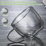 Hlukana Double Walled Glass Coffee Mugs Set of 2, 8 oz Hand Blown Insulated mugs with Handle, Clear Coffee Mugs for Cappuccino, Latte, Americano, Tea Bag, Beverage Glasses Heat Resistant Coffee Cups