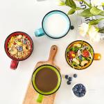 bestone Set of 4 Large Ceramic Mugs with Handles, 16 oz, Vibrant Colors, Microwave & Dishwasher Safe, Perfect for Coffee, Cereal, Latte, Salad, Noodles