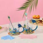 DasyFly Birthday Gifts For Women,Butterfly Flower Glass Tea Cup Sky Blue Rose Coffee Mug For Women Mom Wife Sister Coworker Female Friend on Anniversary Christmas Mothers day Presents