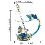 DasyFly Birthday Gifts For Women,Butterfly Flower Glass Tea Cup Sky Blue Rose Coffee Mug For Women Mom Wife Sister Coworker Female Friend on Anniversary Christmas Mothers day Presents