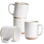 LE TAUCI Coffee Mugs 15 oz,Ceramic Mug Set, Coffee Cups for Latte, Hot Tea, Cappuccino, Mocha, Cocoa, Dishwasher Safe, Suit For Housewarming Wedding- 3.5 inch, Set of 4, Arctic White