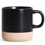 12 OZ Ceramic Coffee Mug – Speckled White Gloss, Modern Porcelain Tea Cup with Square Handle, Cute Cups for Latte, Cappuccino, Mocha, Cocoa, Gift for Men Women Mug Lovers, Microwave Safe, Black