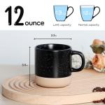 12 OZ Ceramic Coffee Mug – Speckled White Gloss, Modern Porcelain Tea Cup with Square Handle, Cute Cups for Latte, Cappuccino, Mocha, Cocoa, Gift for Men Women Mug Lovers, Microwave Safe, Black