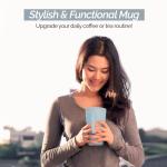 Copco Cone 16oz Insulated Travel Mug with Handle, Double Wall, Slide-Closure Lid, BPA-Free, Microwave & Dishwasher Safe, Reusable Plastic Travel Coffee Tumbler - Portable Coffee Cup (Light Blue)