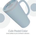 Copco Cone 16oz Insulated Travel Mug with Handle, Double Wall, Slide-Closure Lid, BPA-Free, Microwave & Dishwasher Safe, Reusable Plastic Travel Coffee Tumbler - Portable Coffee Cup (Light Blue)