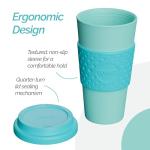 Copco Acadia 16oz Travel Mug with Lid, Set of 2 Double Wall Insulated Tumbler, Non-Slip Sleeve and BPA-Free - Microwave & Dishwasher Safe, Reusable Plastic To Go Travel Coffee Mug (Aqua/Mint)