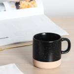 12 OZ Ceramic Coffee Mug – Speckled White Gloss, Modern Porcelain Tea Cup with Square Handle, Cute Cups for Latte, Cappuccino, Mocha, Cocoa, Gift for Men Women Mug Lovers, Microwave Safe, Black