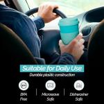 Copco Acadia 16oz Travel Mug with Lid, Set of 2 Double Wall Insulated Tumbler, Non-Slip Sleeve and BPA-Free - Microwave & Dishwasher Safe, Reusable Plastic To Go Travel Coffee Mug (Aqua/Mint)