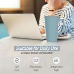 Copco Cone 16oz Insulated Travel Mug with Handle, Double Wall, Slide-Closure Lid, BPA-Free, Microwave & Dishwasher Safe, Reusable Plastic Travel Coffee Tumbler - Portable Coffee Cup (Light Blue)