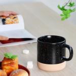 12 OZ Ceramic Coffee Mug – Speckled White Gloss, Modern Porcelain Tea Cup with Square Handle, Cute Cups for Latte, Cappuccino, Mocha, Cocoa, Gift for Men Women Mug Lovers, Microwave Safe, Black