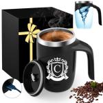 Initial Magnetic Stirring Coffee Mug Stainless Insulated Cup Men Him Boyfriend Bf Fiance Mr 1 Year First Anniversary Meaningful Unique Romantic Xmas Valentines Custom Day Personalized Initial Gift,C