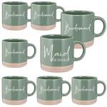 Funnymoom 8 Pcs Bridesmaid Proposal Gift Coffee Mug Maid of Honor Gift 13 oz Aesthetic Ceramics Cup Engagement Wedding Bridal Shower Bachelor Party for Wedding Day Keepsake(Green)