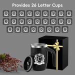 Initial Magnetic Stirring Coffee Mug Stainless Insulated Cup Men Him Boyfriend Bf Fiance Mr 1 Year First Anniversary Meaningful Unique Romantic Xmas Valentines Custom Day Personalized Initial Gift,C