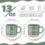 Funnymoom 8 Pcs Bridesmaid Proposal Gift Coffee Mug Maid of Honor Gift 13 oz Aesthetic Ceramics Cup Engagement Wedding Bridal Shower Bachelor Party for Wedding Day Keepsake(Green)