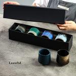 Lxuwbd Ceramic Tea Cup, 4 Count (Pack of 1), 7.43 oz Capacity, Modern Design, Blue, Black, Grey, Christmas, Birthday, Thanksgiving, Reusable, Heavy Duty, Glazed, Teacups, Teacup