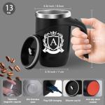 Initial Magnetic Stirring Coffee Mug Stainless Insulated Cup Men Him Boyfriend Bf Fiance Mr 1 Year First Anniversary Meaningful Unique Romantic Xmas Valentines Custom Day Personalized Initial Gift,C