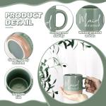 Funnymoom 8 Pcs Bridesmaid Proposal Gift Coffee Mug Maid of Honor Gift 13 oz Aesthetic Ceramics Cup Engagement Wedding Bridal Shower Bachelor Party for Wedding Day Keepsake(Green)