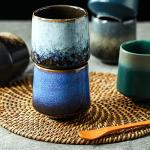 Lxuwbd Ceramic Tea Cup, 4 Count (Pack of 1), 7.43 oz Capacity, Modern Design, Blue, Black, Grey, Christmas, Birthday, Thanksgiving, Reusable, Heavy Duty, Glazed, Teacups, Teacup